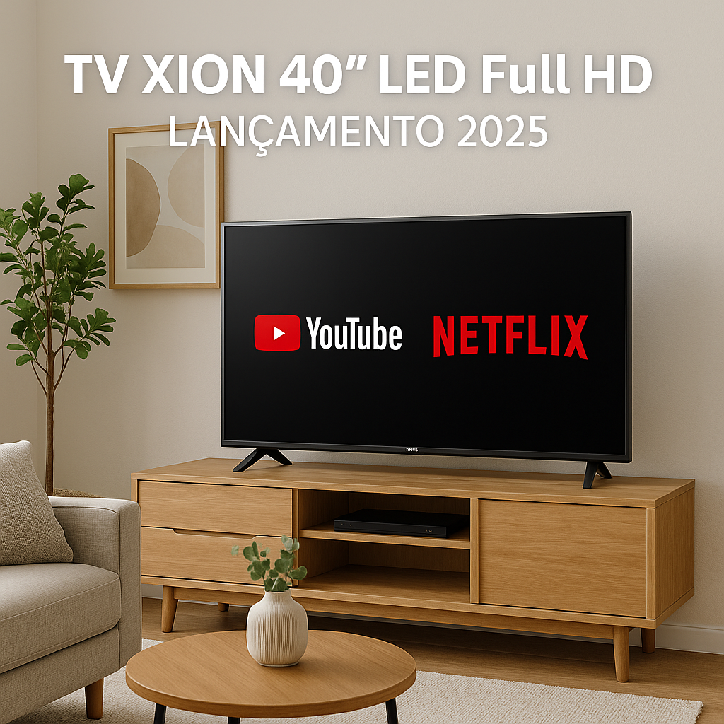 Compre agora a TV Xion 40" LED Full HD! Lançamento 2025 com Wi-Fi, DTS, apps Netflix e YouTube. Qualidade de cinema direto na sua casa!